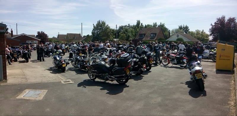Select this image to see a larger version. 20150703 - Funeral procession builds for a fallen biker.